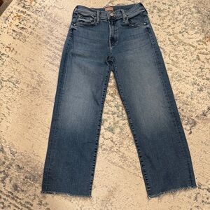 MOTHER Mid Rise Rambler Zip Ankle Fray
